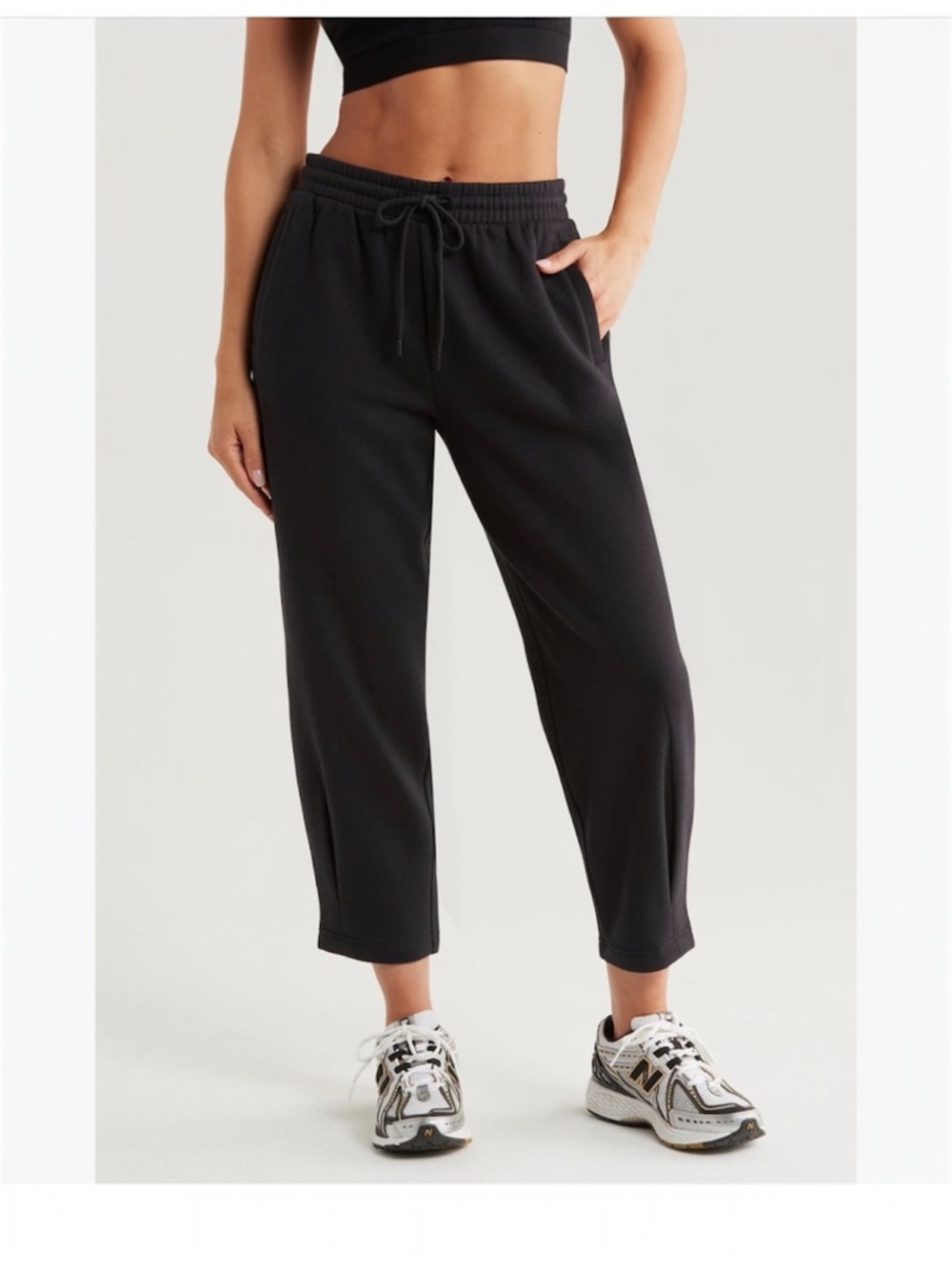 Zella Ultracozy Pleated Jogger Black | Small | Cropped Lounge Athleisure